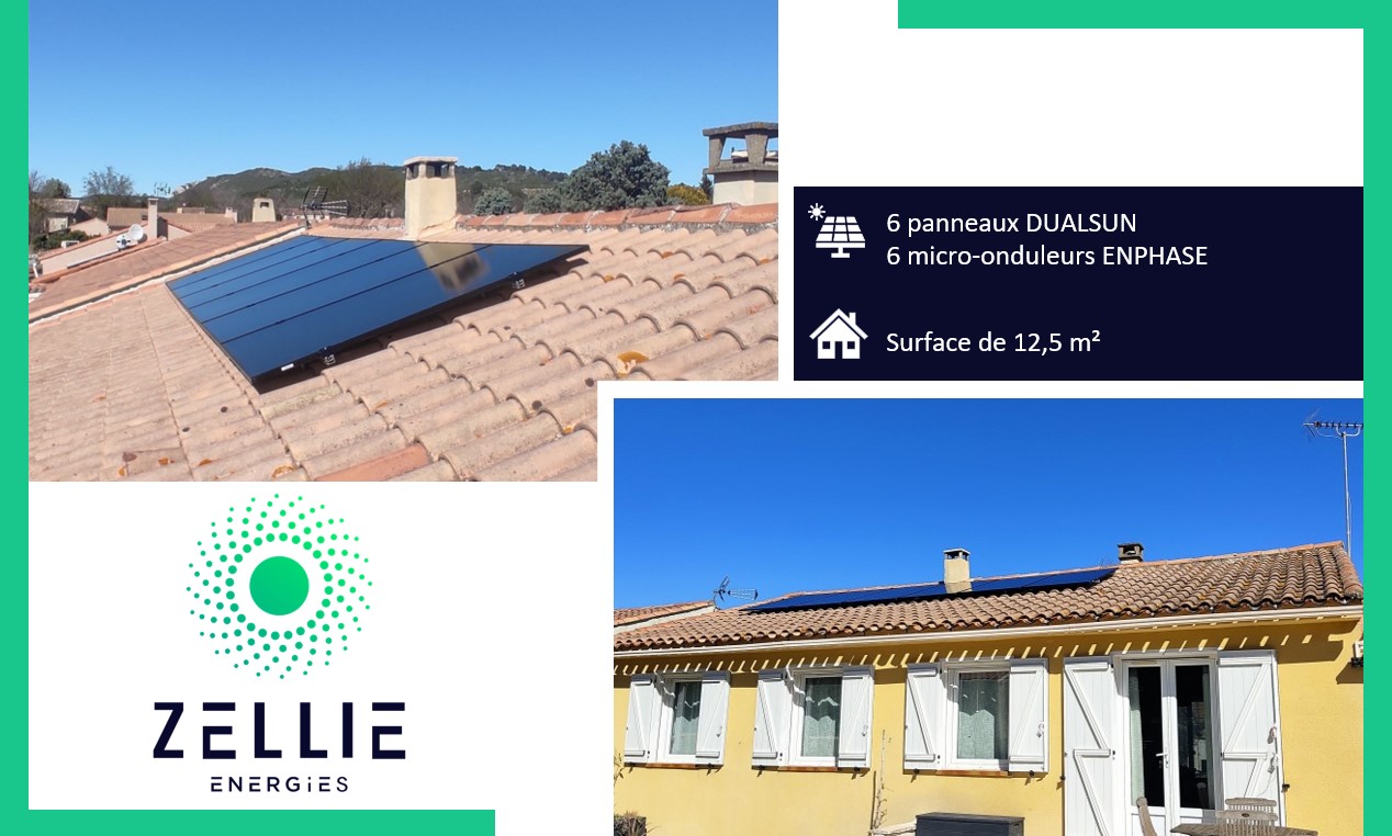 C’est dans le département des Bouches-du-Rhône que l’on se retrouve, plus précisément à Eyguières, pour vous dévoiler une de nos installations. Équipés de 6 panneaux DUALSUN avec 6 micro-onduleurs ENPHASE sur un même pan de toit, orientation SUD.