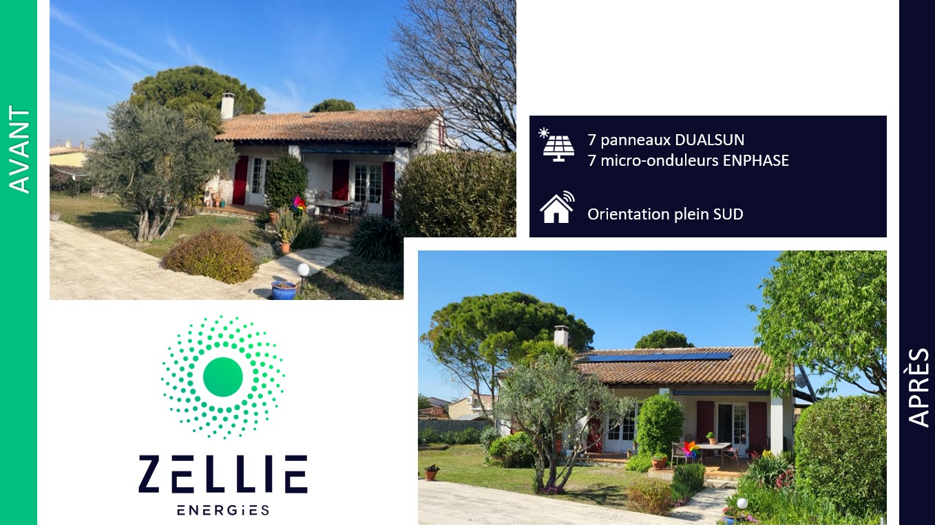 Aujourd’hui direction la région Provence-Alpes-Côte-d’Azur dans le département du Vaucluse, à Courthézon, pour cette nouvelle installation. Équipés de 7 panneaux DUALSUN avec 7 micro-onduleurs ENPHASE, orientation PLEIN SUD.